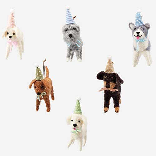 One Hundred 80 Degrees Ornament: Felted Party Dog (Multiple Styles)