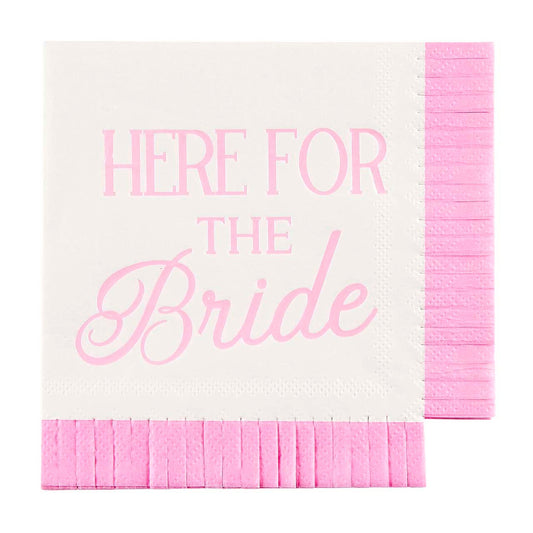 Fringe Beverage Napkin: Here For the Bride