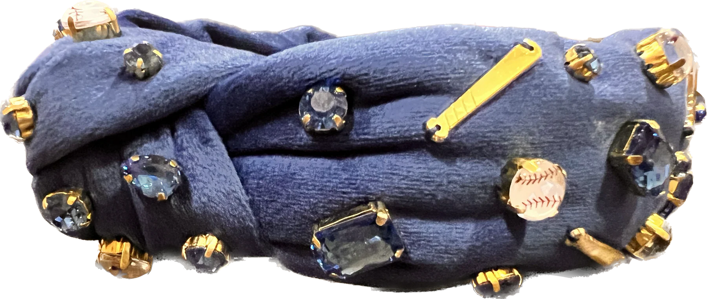 Fan Gear Blue Baseball Headband with Crystals & Enamel Charms