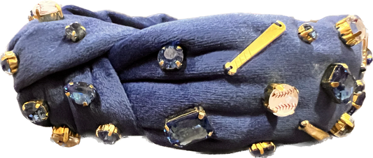 Fan Gear Blue Baseball Headband with Crystals & Enamel Charms