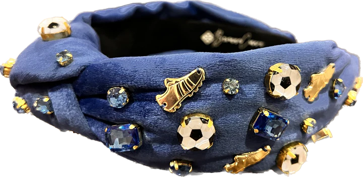 Fan Gear Blue Soccer Headband with Crystals & Enamel Charms