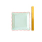 Square Scalloped Gingham Plate Set