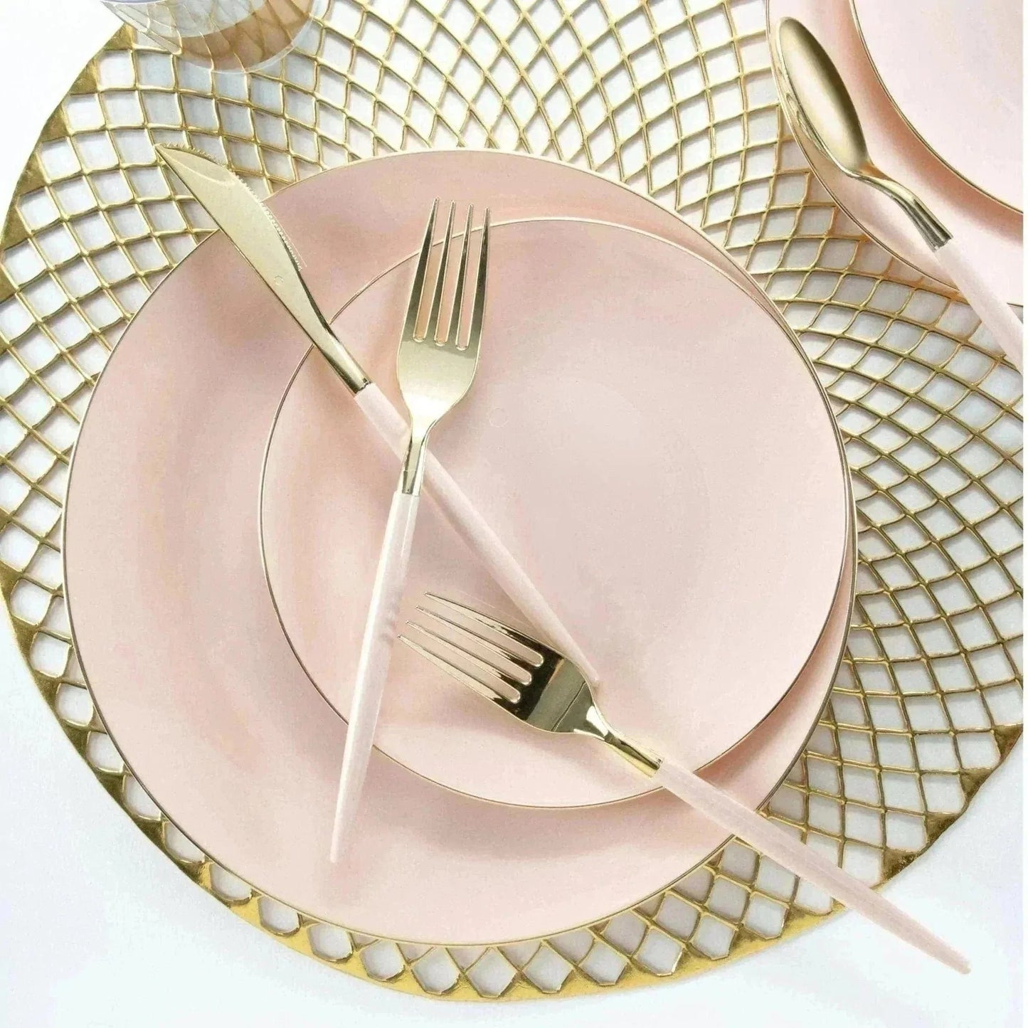 Chic Round Forks: Blush and Gold