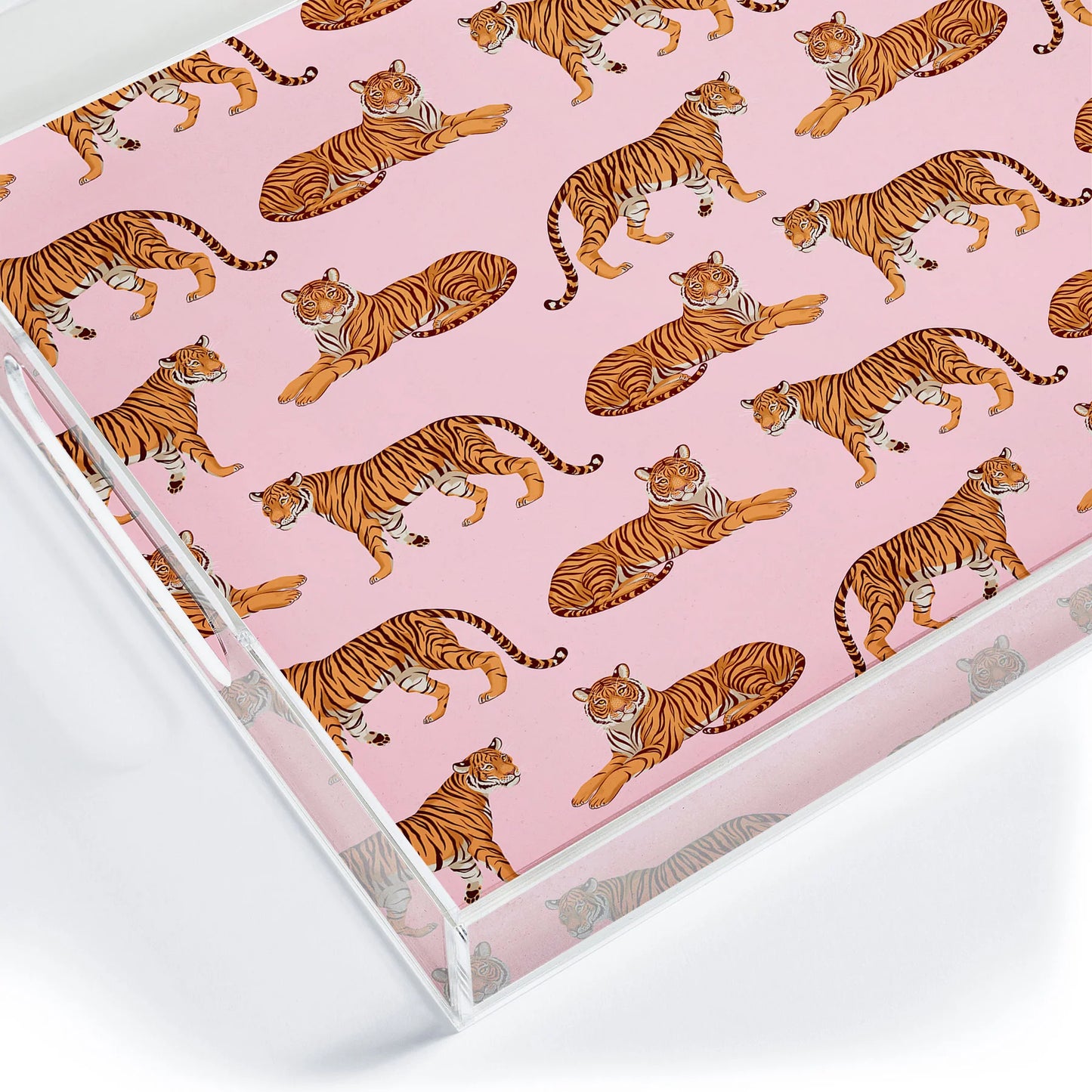Medium Acrylic Tray: Tigers in Pink