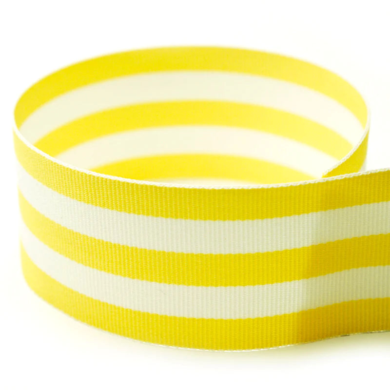 Grosgrain Ribbon Spools: Yellow + White Striped